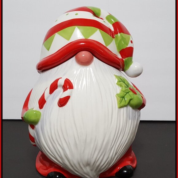 NEW RARE Certified International Figural Holiday Magic Gnome Cookie Jar 64 OZ - Picture 5 of 7